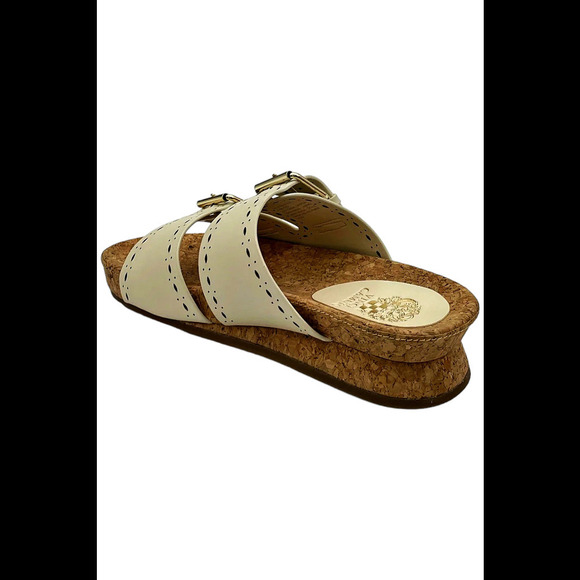 Vince Camuto Women's Leather Double Buckle Sandals Frayah Off white - Medium - Picture 3 of 3
